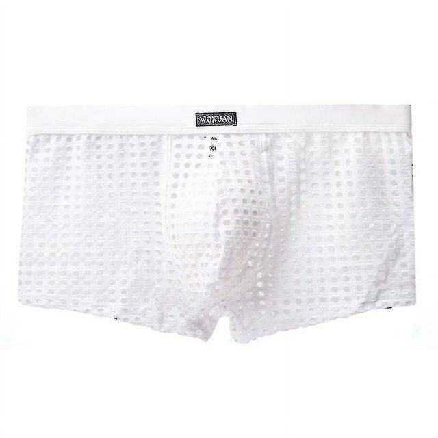 Mens Fishnet Underwear See Through Boxer Briefs Mesh Hollow Lingerie Lounge Trunks Shorts