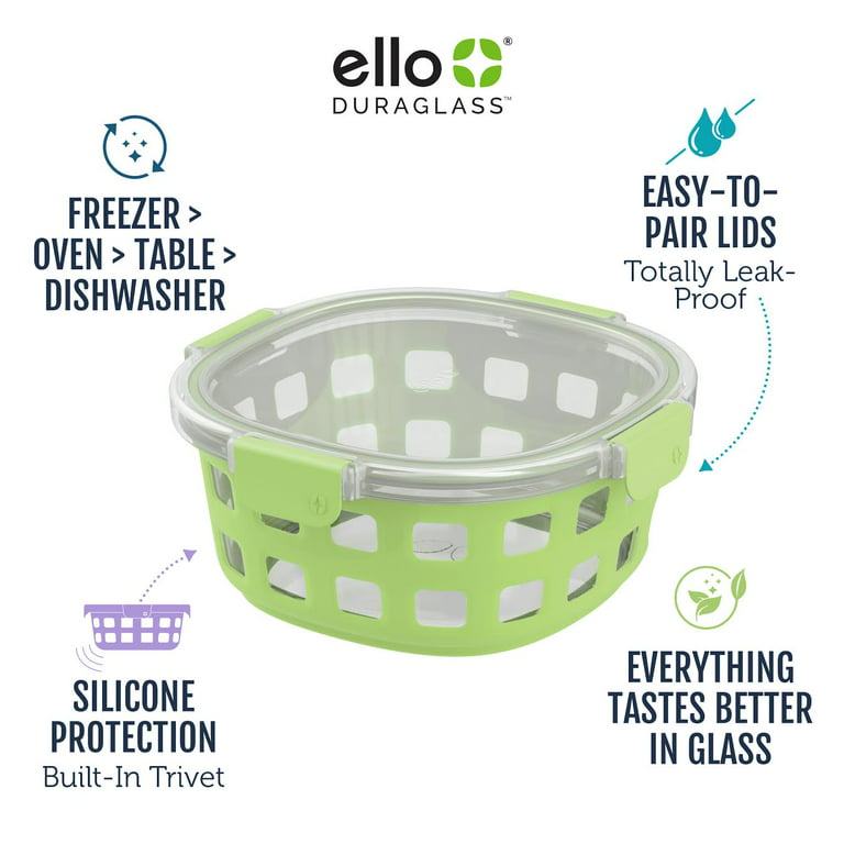 Ello Duraglass Round Glass Meal Prep Storage Containers Set with Leak Proof  Airtight Lids, 10 Pc