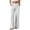 White, variant on Hrsba Casual Pants Women Solid Color Elastic Waist Straight Leg Long Pants with Pockets Summer Daily Wear