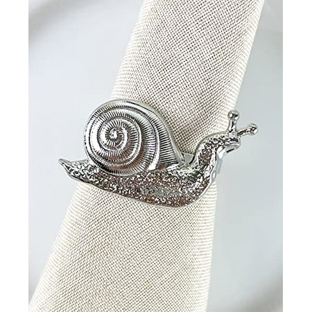 

Fennco Styles Nature s Touch Snail Metal Napkin Rings Set of 4 – Silver Napkin Holders for Family Dinner Themed Party Table Décor Banquets Holidays and Special Occasion
