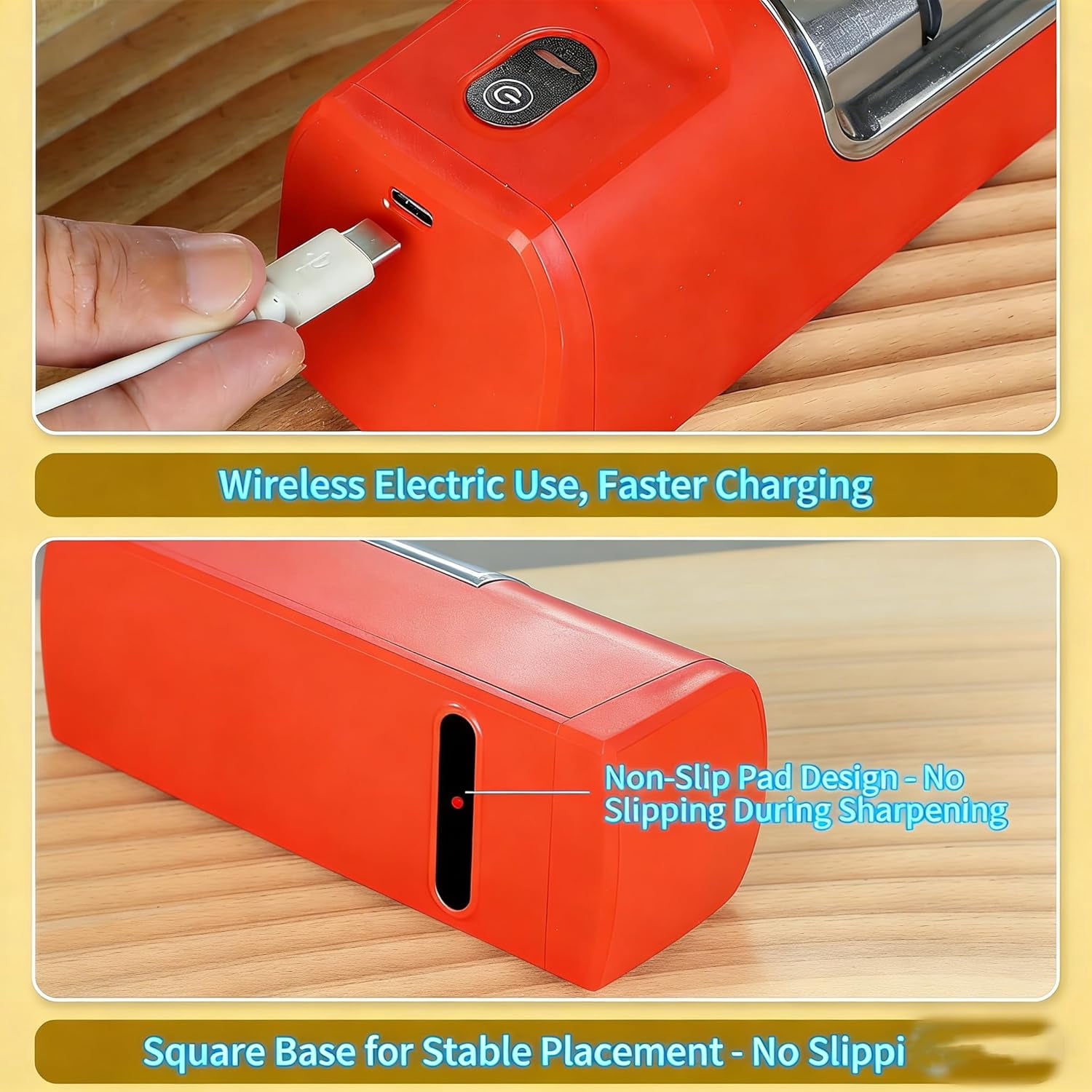 Automatic Kitchen Knife Sharpener, Electric Knife Sharpener for Kitchen, Quick Sharpening & Polishing, Fully Automatic Charging with Household Suction Cup Base,for All Knives & Scissors (Blue)