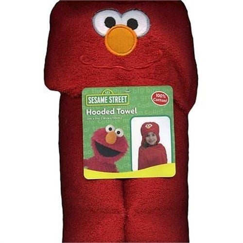 Sesame Street Elmo Kids Hooded Bath, Pool or Beach Towel 23x51 Inches