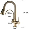 thumbnail image 5 of 3 Way Kitchen Faucet with Pull Out Spray Brass Antique Sink Faucet Hot and Cold Water Swivel Kitchen Sink Faucet-A, 5 of 5