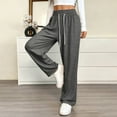 thumbnail image 2 of AHTJRT Women's Drawstring Sweatpants Elastic High Waisted Wide Leg Baggy Pants Soft Comfy Casual Slacks Joggers Sweatpants Dark Gray M, 2 of 5