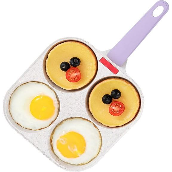 ABCISI Nonstick Egg Frying Pan,4-Cup Divided Grill Pan Omelet Pan with Ergonomic Handle,Pancake Pan Breakfast Skillet for Egg,Steak and Burgers (Purple)