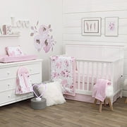 NoJo Dreamer Aquarelle Floral Parure de lit 8 pièces pour lit de bébé Rose/Rose/Blanc