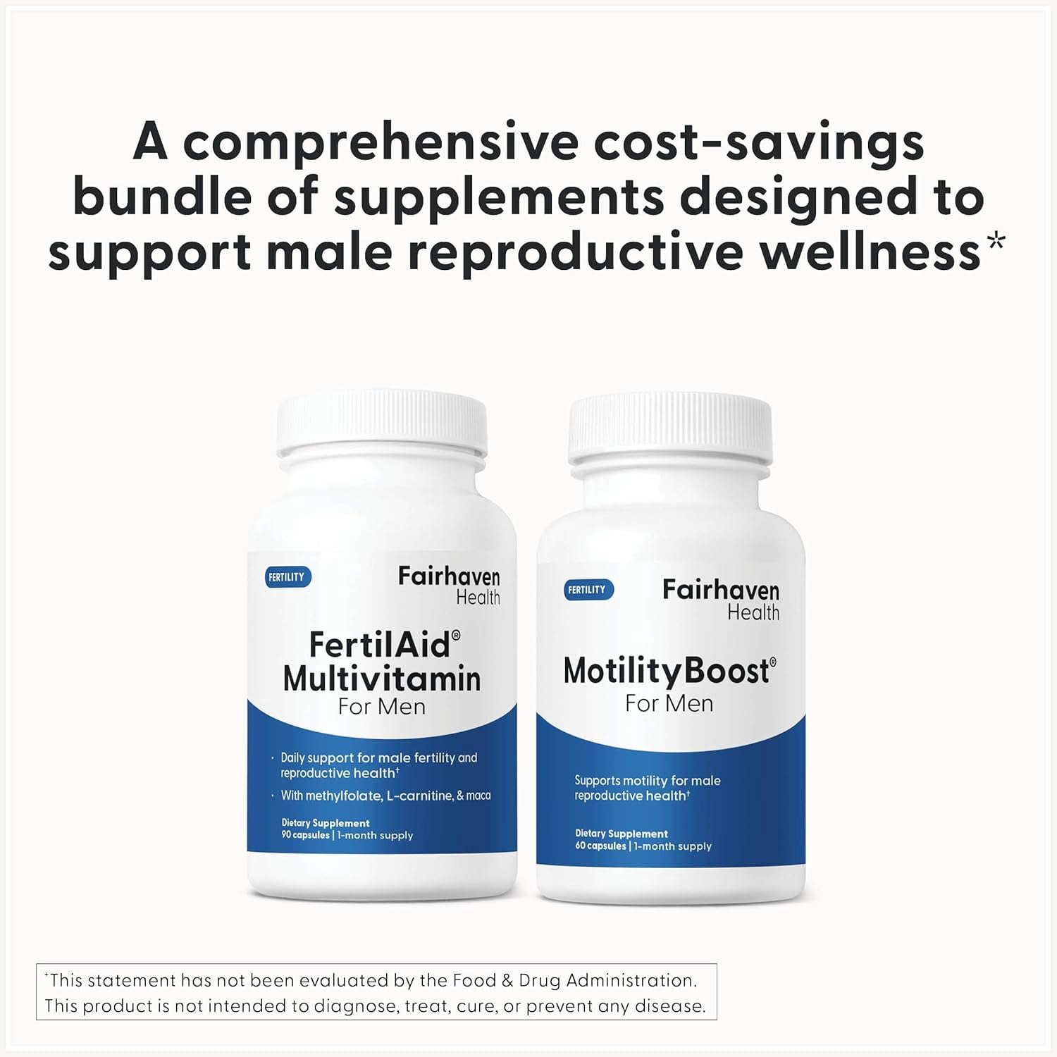 FertilAid for Men and MotilityBoost Combo (1 Month Supply) Fertility Supplements