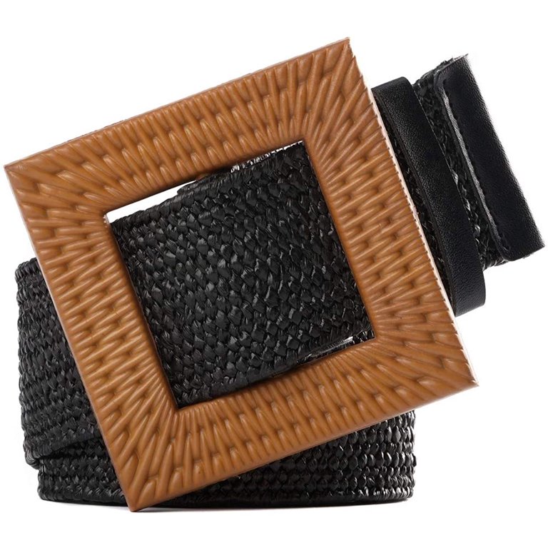 Fashion Straw Woven Elastic Stretch Waist Belt WILLBOND 4 Pcs Women main image 2
