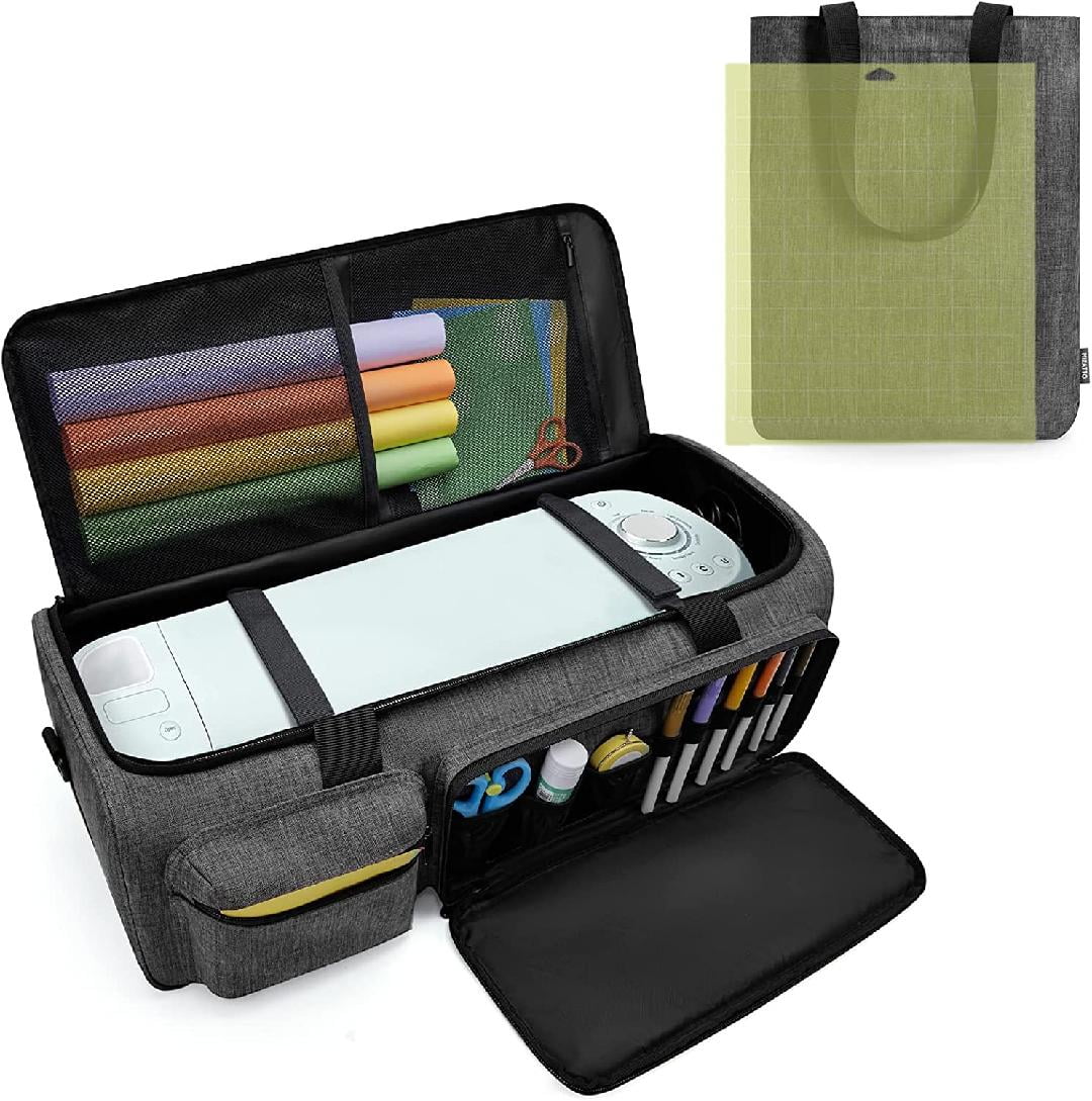 CURMIO Carrying Case Compatible with Cricut Explore Air 2, Cricut Maker,  Silhouette Cameo 4 and Cameo 3, Travel Storage Bag with Pockets for Craft
