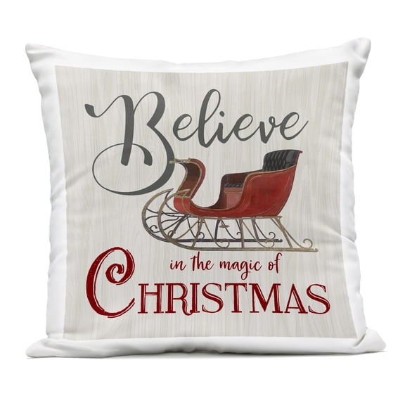 Stupell Industries Believe Magic Of Christmas Outdoor Printed Pillow design by Charity Henderson, 18 x 7 x 18