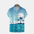 thumbnail image 3 of Camisas Y s Top de camisa de manga corta con solapa y botón de impresión digital 3D de moda y ocio para hombre (Light Blue, XL), 3 of 4