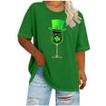 thumbnail image 1 of Elvqul Chandails à Col Rond pour Femmes T-Shirts de la Saint-Patrick Grande Taille T-Shirts Graphiques Chandail Stylé à Manches Courtes Hauts pour Dames Vert, 1 of 4