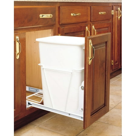 Rev-A-Shelf 35 Quart Single Trash Pull-Out Waste Container 3/4 Extension Slides, Min. Cabinet Opening: 12-3/8