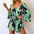 thumbnail image 2 of DHFJKG Summer Swimwear Cover-Ups Women Floral Printed Beach Vacation Clothes Batwing Long Sleeve V Neck Tie Waist Stylish Beachwear, 2 of 5