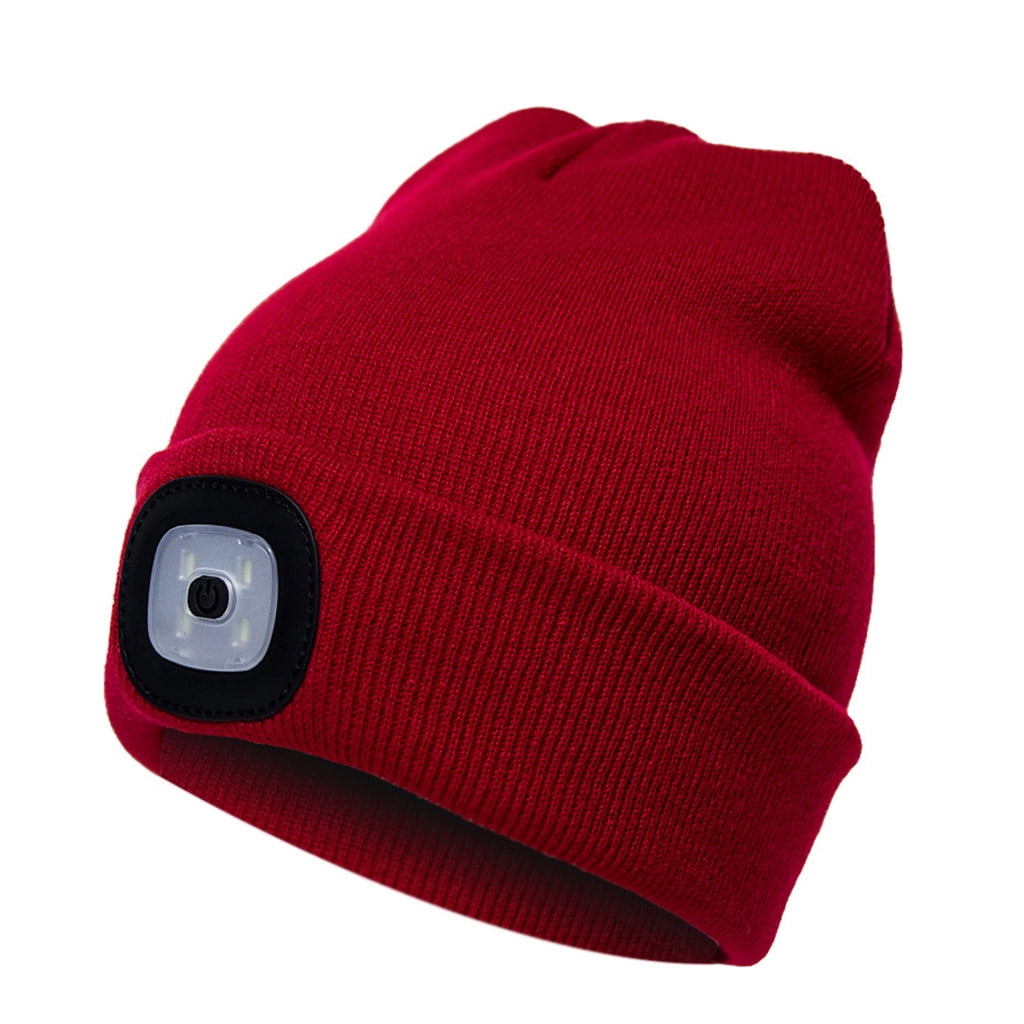 USB Rechargeable Unisex LED Beanie Hat With 5 Hours High Powered Battery Lights