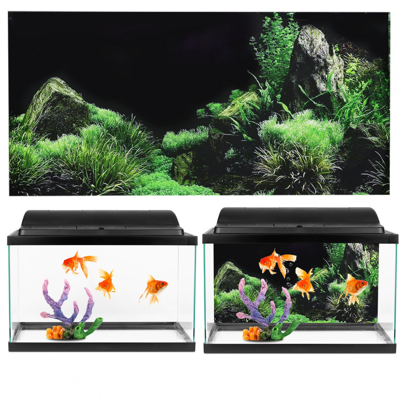 Mgaxyff Aquarium Sticker,Aquarium Fish Tank Seafloor Water Grass