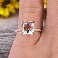 thumbnail image 5 of Art Deco 1.75 Carat Morganite 6mm Princess Cut Engagement Ring Wedding Ring On 10k Rose Gold, 5 of 6