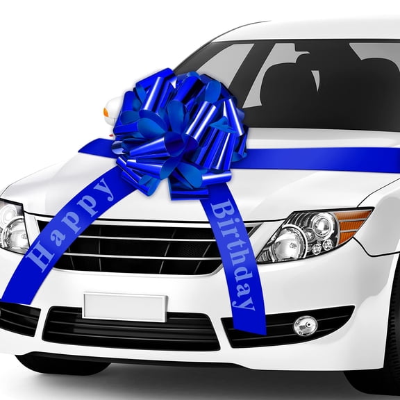 Happy Birthday Big Car Bow Large Gift Bow Wrapping Decoration for Birthday Christmas Party Decoration(20 Inches,Royal Blue)
