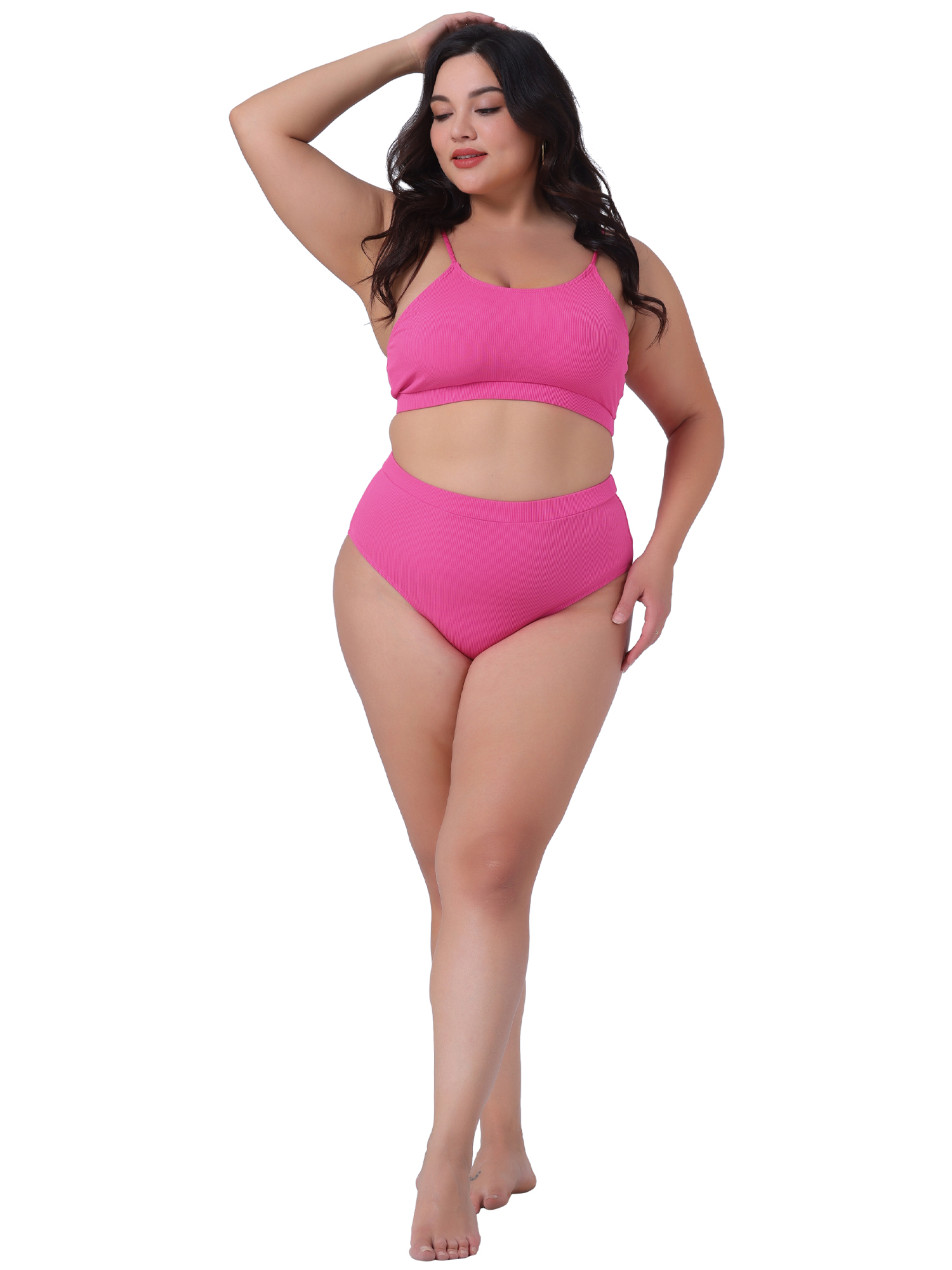 DARING DIVA Plus Size Two Piece Swimsuit for Women Scoop Neck 4X Hot Pink