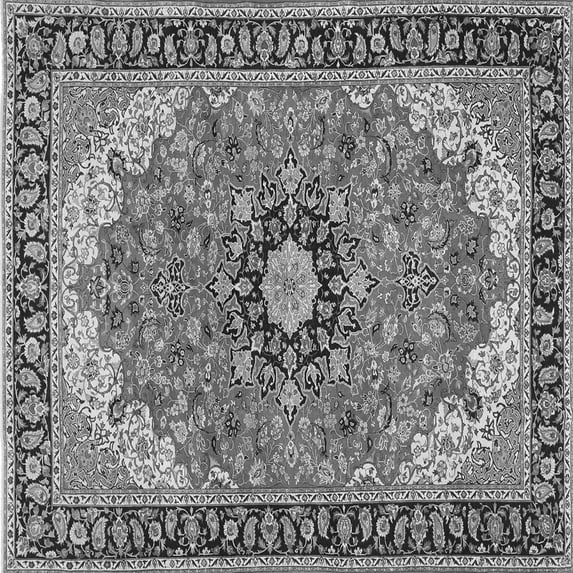 Ahgly Company Indoor Square Medallion Gray Traditional Area Rugs, 4' Square