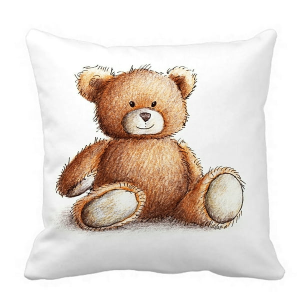 EREHome Cute teddy bear on white Pillow Case Pillow Cover Cushion Cover 18x18 Inch