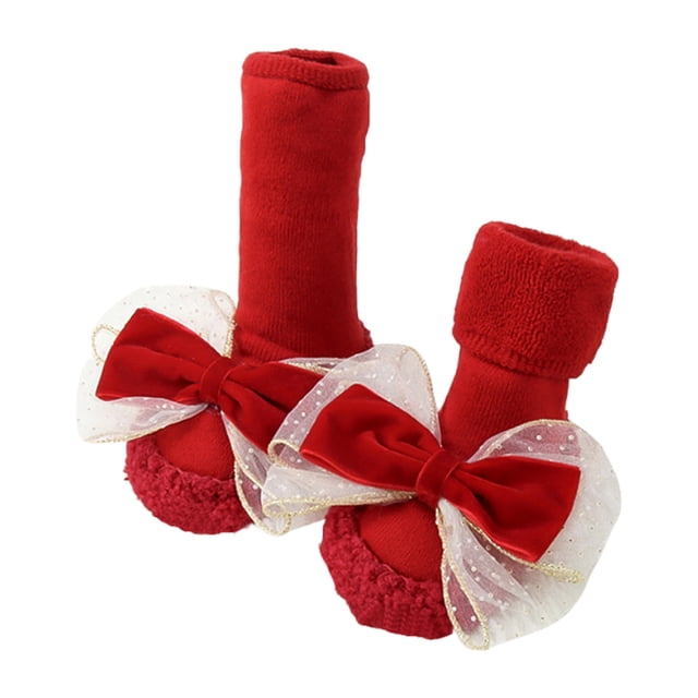 HBFAGFB Chaussures pour Tout-Petits Chaussures Chaussettes Mignonnes Enfants Semelles Plates Antidérapantes Chaussures Chaudes Rouges Taille m
