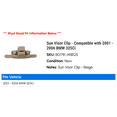 thumbnail image 2 of Sun Visor Clip - Compatible with 2001 - 2006 BMW 325Ci 2002 2003 2004 2005, 2 of 2