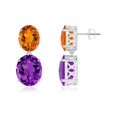 thumbnail image 2 of ANGARA Natural Oval 8.6 ct Amethyst and Citrine Dangle Earrings in 14K White Gold for Women (Size-12x10mm) | February Birthstone, Anniversary, Jewelry Gift for Women | Natural Amethyst Earrings, 2 of 8