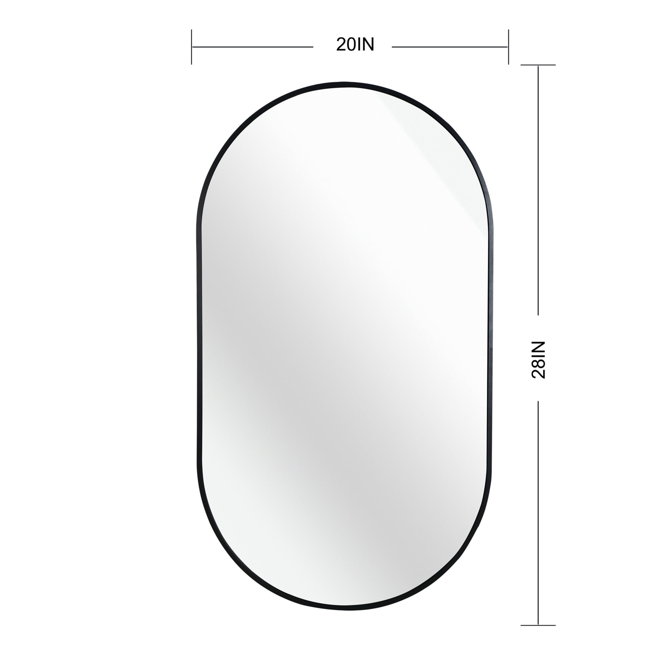Noble House 20"x28" Oval Metal Wall Mirror, Vanity Mirror for Bathroom, Bedroom & Living Room, Black