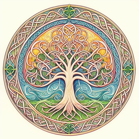 Celtic Drawing of The Tree of Life - 12" x 18" Art Print Wall Decor
