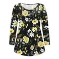 thumbnail image 5 of Henley Tunic Tops for Women Hide Belly Tunic Floral Print Blouse Front Pleated Shirts Long Sleeve Christmas Shirts Tops, 5 of 6