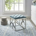 thumbnail image 4 of Modway Intersperse Tufted Velvet & Stainless Steel Ottoman in Silver/Sea Blue, 4 of 7