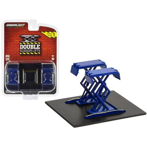 Greenlight 16160A Automotive Double Scissor Lift Blue Double Scissor Lifts Series 1 1-64 Diecast Model
