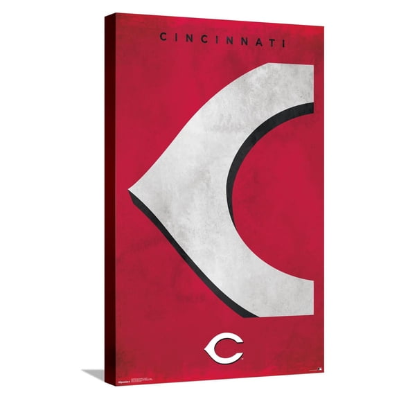MLB Cincinnati Reds - Logo 25 Canvas Wall Poster, 14.725" x 22.375"