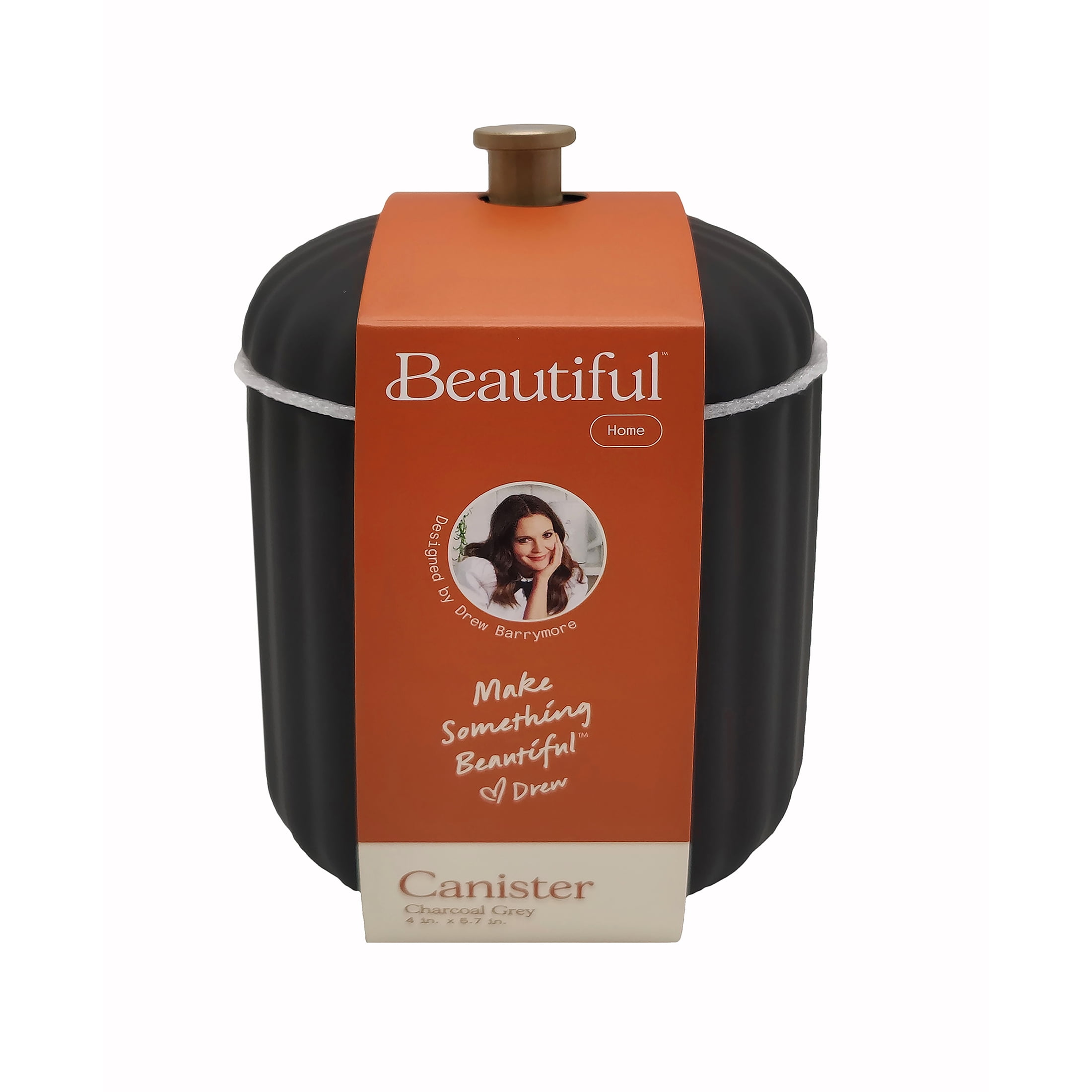 Beautiful By Drew Barrymore Bathroom Canister- Dark Gray