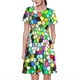 thumbnail image 1 of Disketp Colorful Tie Dye Stained Glass para Vestido de Manga Corta para Mujeres, Vestidos de Verano para Mujeres, Casual y Holgado para la Playa, 1 of 6