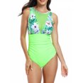 thumbnail image 3 of EYIIYE Maillot de Bain une Pièce d'Été pour Femmes P-2TG Sans Manches Court Col Rond Imprimé Floral Mode Plage, 3 of 6
