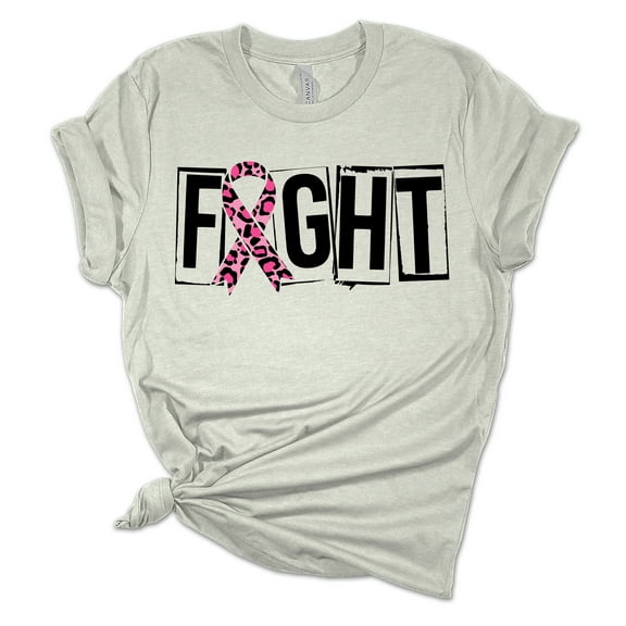 Womens Breast Cancer Awarenss Fight Pink Ribbon Distressed Awareness T-shirt-Athletic Grey-xl