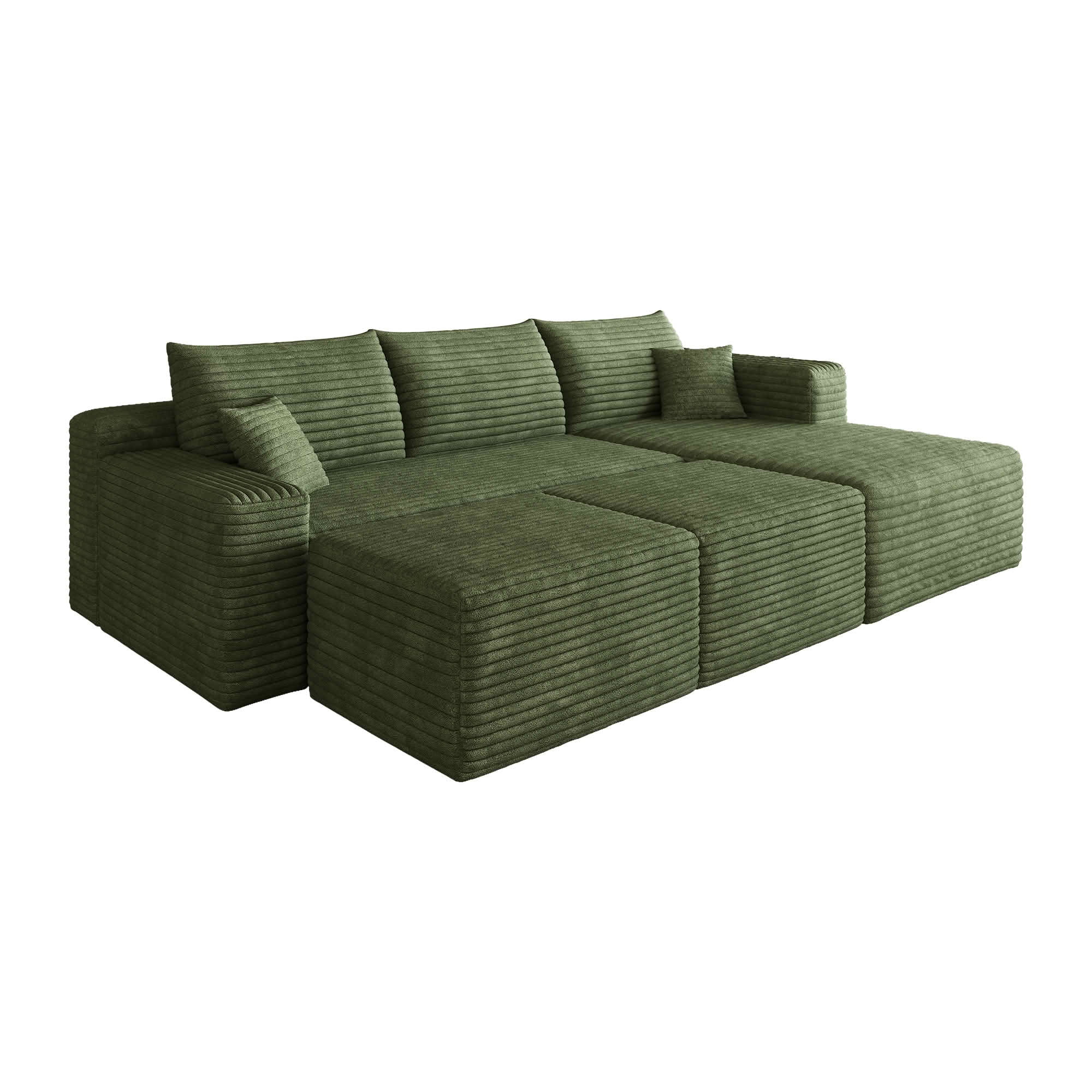 MAYEERTY 95 Inch U‑Shaped Cloud Sectional Sofa with 2 Ottomans, Modern Deep‑Seat Corner Couch, Plush Corduroy Reversible Sofa, No‑Assembly for Living Room Bedroom Apartment