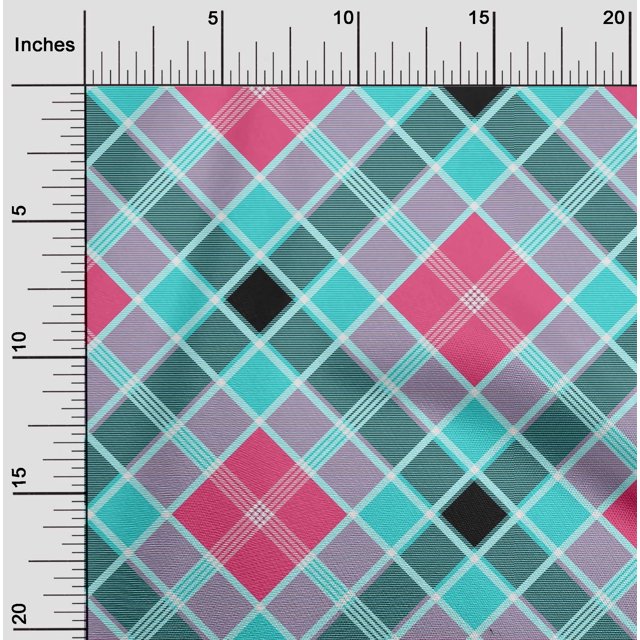 oneOone Viscose Chiffon Fabric Tartan Check Printed Fabric 1 Yard 42 Inch Wide