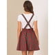 thumbnail image 5 of Falda de tirantes Allegra K Plisado a cuadros Cintura Elástica Mujer Rojo Verde S, 5 of 6