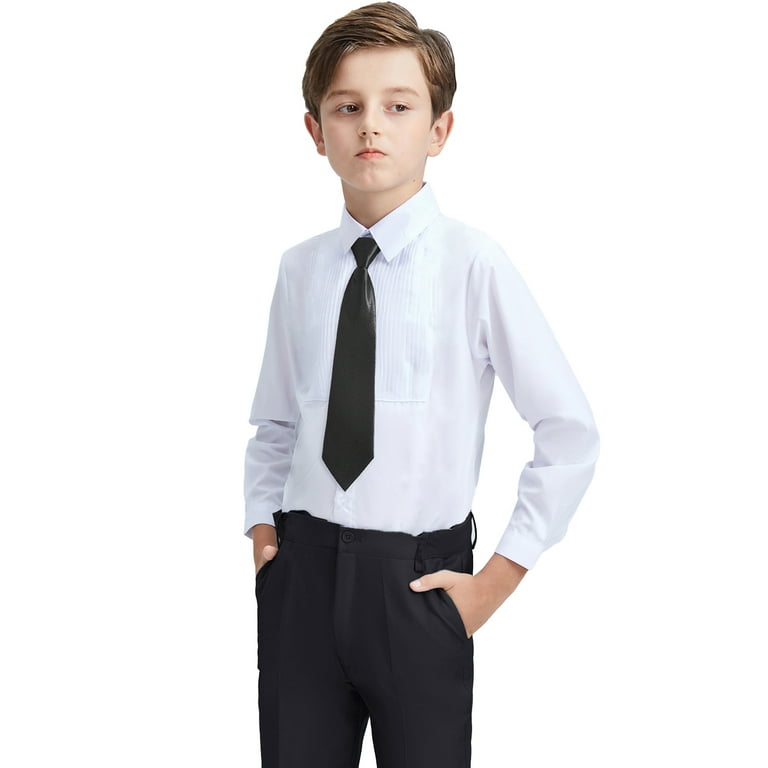 A Brand Name Boys Formal Tuxedo Suits Long Sleeve Solid Color Dress Shirt Whitewith Tie,Sizes 4-16, Boy's, Size: 8Y A Brand Name Boys Formal Tuxedo Suits Long Sleeve Solid Color Dress Shirt Whitewith Tie,Sizes 4-16, Boy's, Size: 8Y
