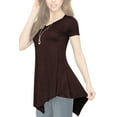 thumbnail image 5 of Made by Johnny Women's V-Neck Asymmetrical Tunic Top XL BROWN, 5 of 6