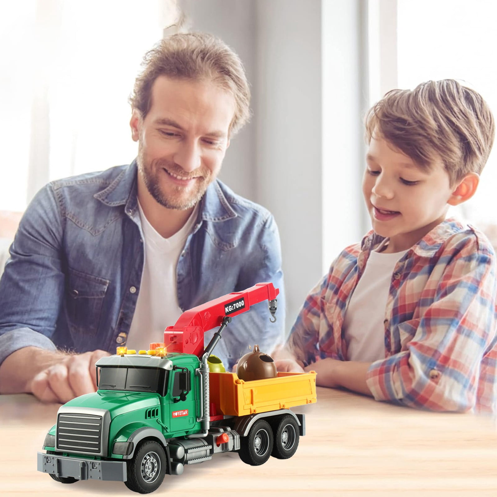 Gpaecead Kids Toys for 3 4 5 6 7 8 Years Old Boys, 15" Farm Logging Truck Toy with Loading Crane, Toddler Friction Powered Truck Vehicle Toy for Boys Girls Birthday Gifts