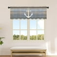 thumbnail image 2 of Beige Gray Ombre Wood Sheer Valance, 54"x18" Light Filtering Kitchen Curtain Valances, Beach Nautical Anchor Ocean Coastal Chiffon Rod Pocket Living Room/Bedroom/Cafe Curtains, 2 of 6