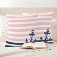 thumbnail image 3 of Anchor Pink Outdoor Waterproof Pillow Covers, Modern Navy Blue White Striped Nautical Decorative Square Throw Pillowcase Sofa Cushion Sham for Patio/Couch/Chair, 26"x26" 2 Pack, 3 of 8