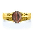 thumbnail image 2 of Gem Stone King 1.25 Ct Oval Red Tiger Eye 18K Yellow Gold Plated Silver Ring (Size 5), 2 of 4
