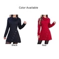 thumbnail image 4 of Vestidos de cadera con botones de cuello alto para mujer, moda de primavera, Color sólido, Diagonal, botonadura única, manga larga, ropa femenina, 4 of 4