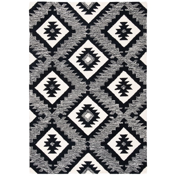 SAFAVIEH Aspen Michaelangelo Southwestern Wool Area Rug, Charcoal/Black, 3' x 5'