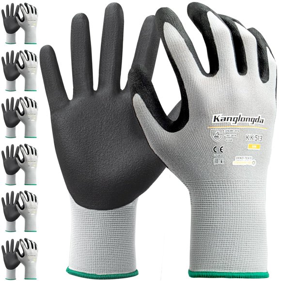 Guantes de trabajo Kebada 6-Paris con revestimiento de nitrilo de seguridad para hombres y mujeres